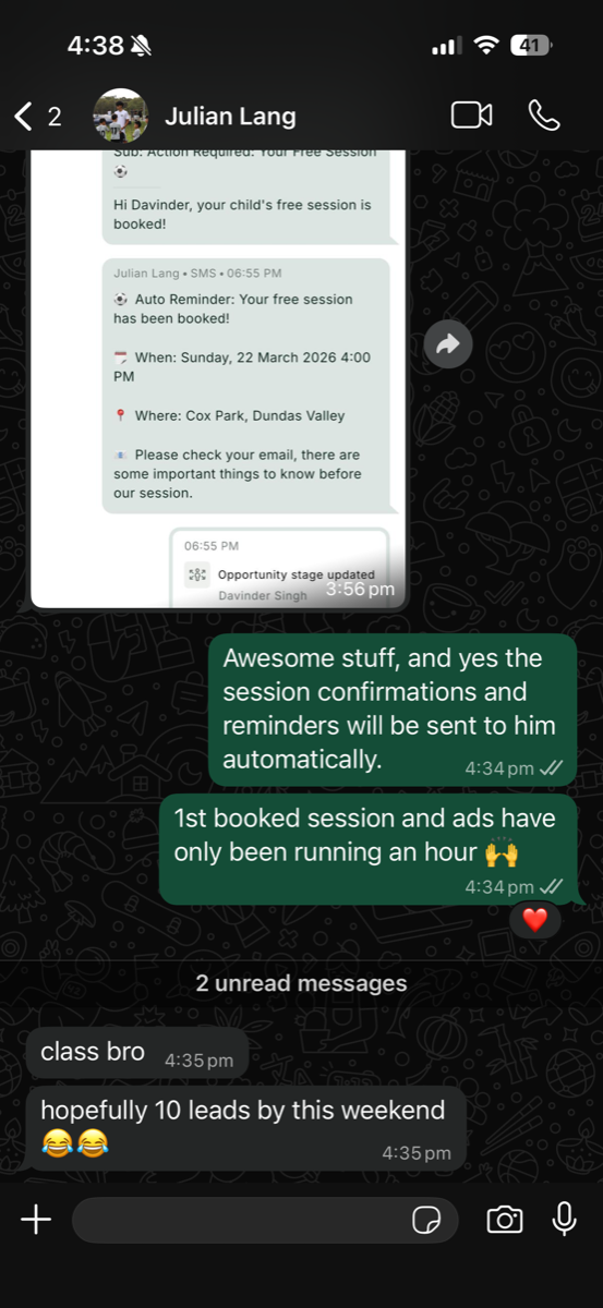 First session booked within an hour of going live