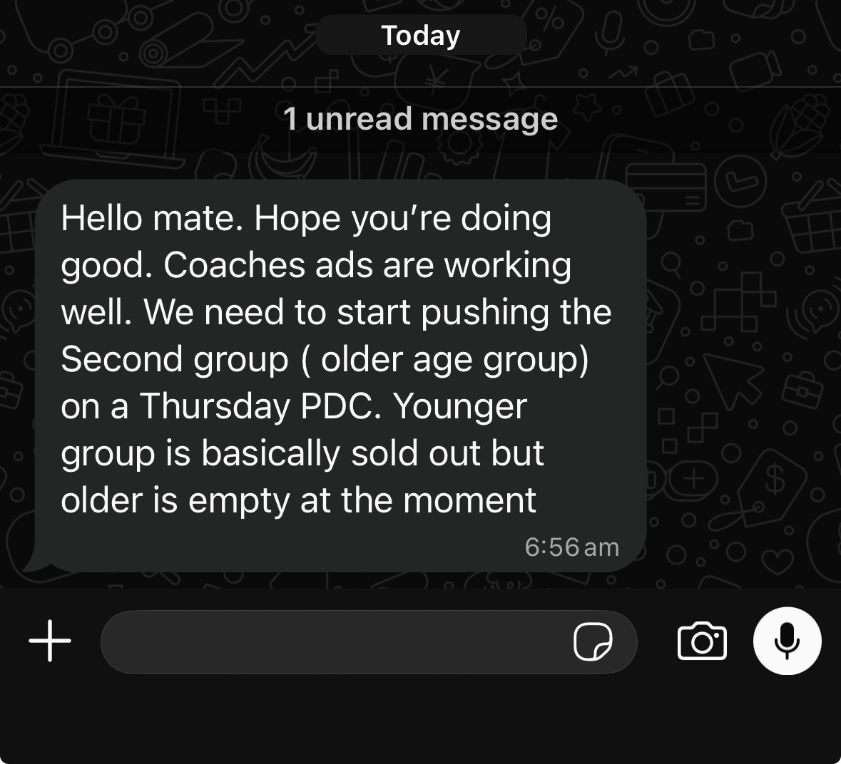Sold out younger ages and ads for coaches