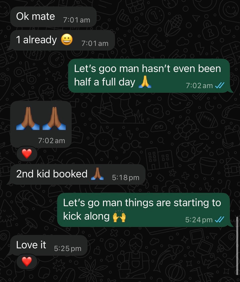 First leads and bookings rolling in