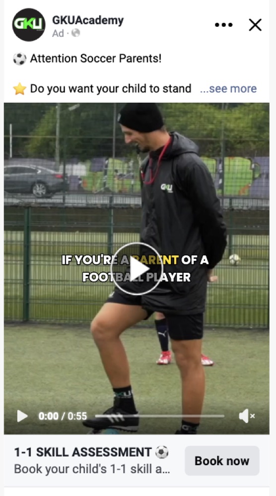 Video ad opening with 'If you're a parent of a football player'